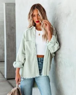 Rydian Cotton Frayed Corduroy Shacket - Pale Sage - FINAL SALE 17 Rydian Cotton Frayed Corduroy Shacket - Pale Sage - FINAL SALE -clothes Sales rydiancottonfrayedcorduroyshacketpalesage34