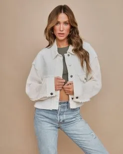 Teddy Sherpa Contrast Knit Thermal Jacket - Cream - FINAL SALE