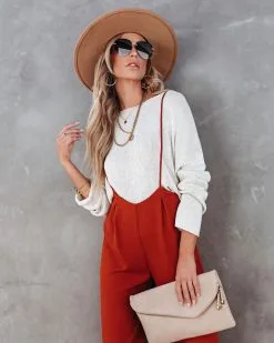 Stand Out Wide Leg Adjustable Overalls - Rust - FINAL SALE -clothes Sales standoutwidelegadjustableoverallsrust117