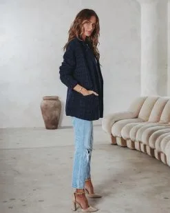 Stellaluna Textured Pocketed Blazer - Navy - SALE -clothes Sales stellalunatexturedpocketedblazernavy1804