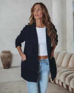 Stellaluna Textured Pocketed Blazer - Navy - SALE -clothes Sales stellalunatexturedpocketedblazernavy1830
