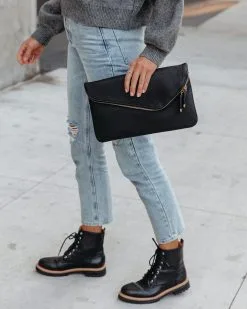 Stella Crossbody Envelope Zip Clutch - Black - SALE -clothes Sales stellazipclutchblack3