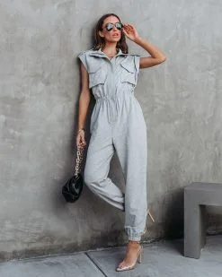 Stronger Than Ever Pocketed Jumpsuit - Heather Grey - FINAL SALE -clothes Sales strongerthaneverpocketedjumpsuitheathergrey 102
