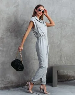 Stronger Than Ever Pocketed Jumpsuit - Heather Grey - FINAL SALE -clothes Sales strongerthaneverpocketedjumpsuitheathergrey 32