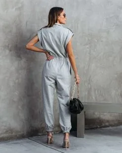 Stronger Than Ever Pocketed Jumpsuit - Heather Grey - FINAL SALE -clothes Sales strongerthaneverpocketedjumpsuitheathergrey 52