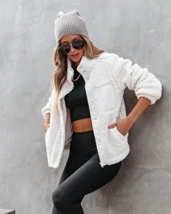 Suddenly Cozy Pocketed Sherpa Jacket - Cream - FINAL SALE