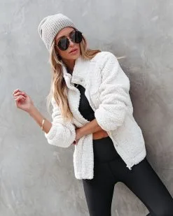 Suddenly Cozy Pocketed Sherpa Jacket - Cream - FINAL SALE -clothes Sales suddenlycozypocketedsherpajacketcream71