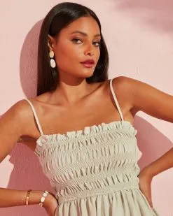 Summer Heat Smocked Romper - Sage -clothes Sales summerheatsmockedrompergreen3072