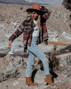 Sylvester Button Down Shacket - Charcoal Berry - FINAL SALE