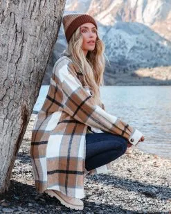 Tamika Plaid Button Down Shacket - Camel -clothes Sales tamikaplaidbuttondownshacketcamel10