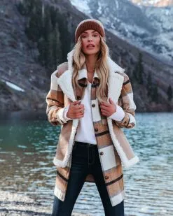 Tamika Plaid Button Down Shacket - Camel -clothes Sales tamikaplaidbuttondownshacketcamel12