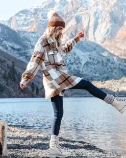 Tamika Plaid Button Down Shacket - Camel -clothes Sales tamikaplaidbuttondownshacketcamel4