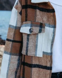 Tamika Plaid Button Down Shacket - Camel -clothes Sales tamikaplaidbuttondownshacketcamel6