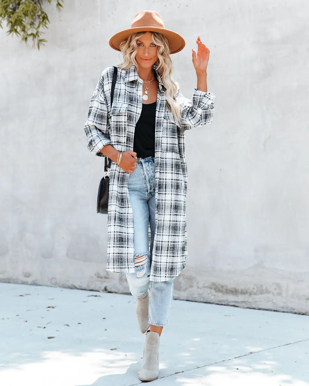 Tanja Pocketed Plaid Button Down Shacket - Black - FINAL SALE 1 Tanja Pocketed Plaid Button Down Shacket - Black - FINAL SALE