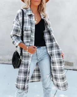 Tanja Pocketed Plaid Button Down Shacket - Black - FINAL SALE 10 Tanja Pocketed Plaid Button Down Shacket - Black - FINAL SALE -clothes Sales tanjapocketedplaidbuttondownshacketblack51