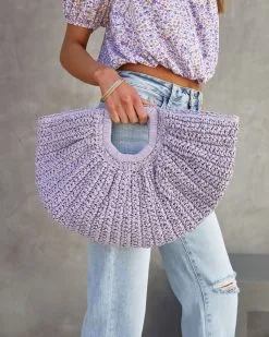 Tara Straw Woven Tote - Lilac