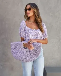 Tara Straw Woven Tote - Lilac -clothes Sales tarastrawwoventotelilac61