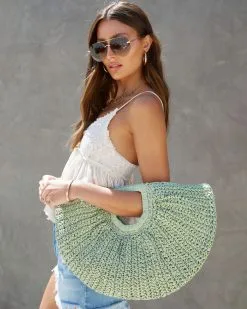 Tara Straw Woven Tote - Sage -clothes Sales tarastrawwoventotesage71