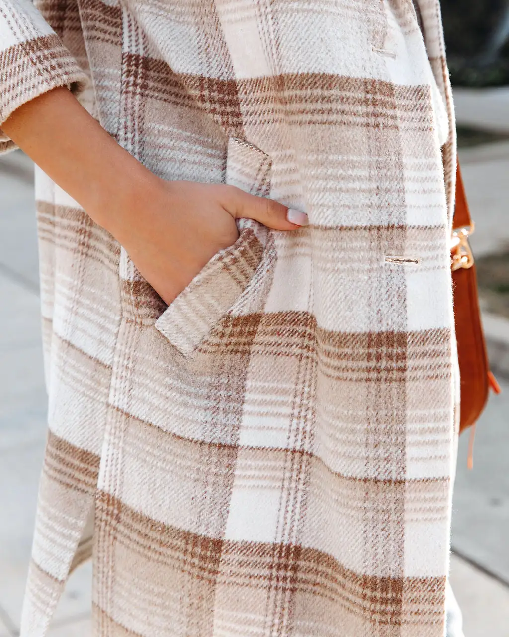 Tarrytown Pocketed Plaid Coat - Taupe - FINAL SALE 4 Tarrytown Pocketed Plaid Coat - Taupe - FINAL SALE - Image 4