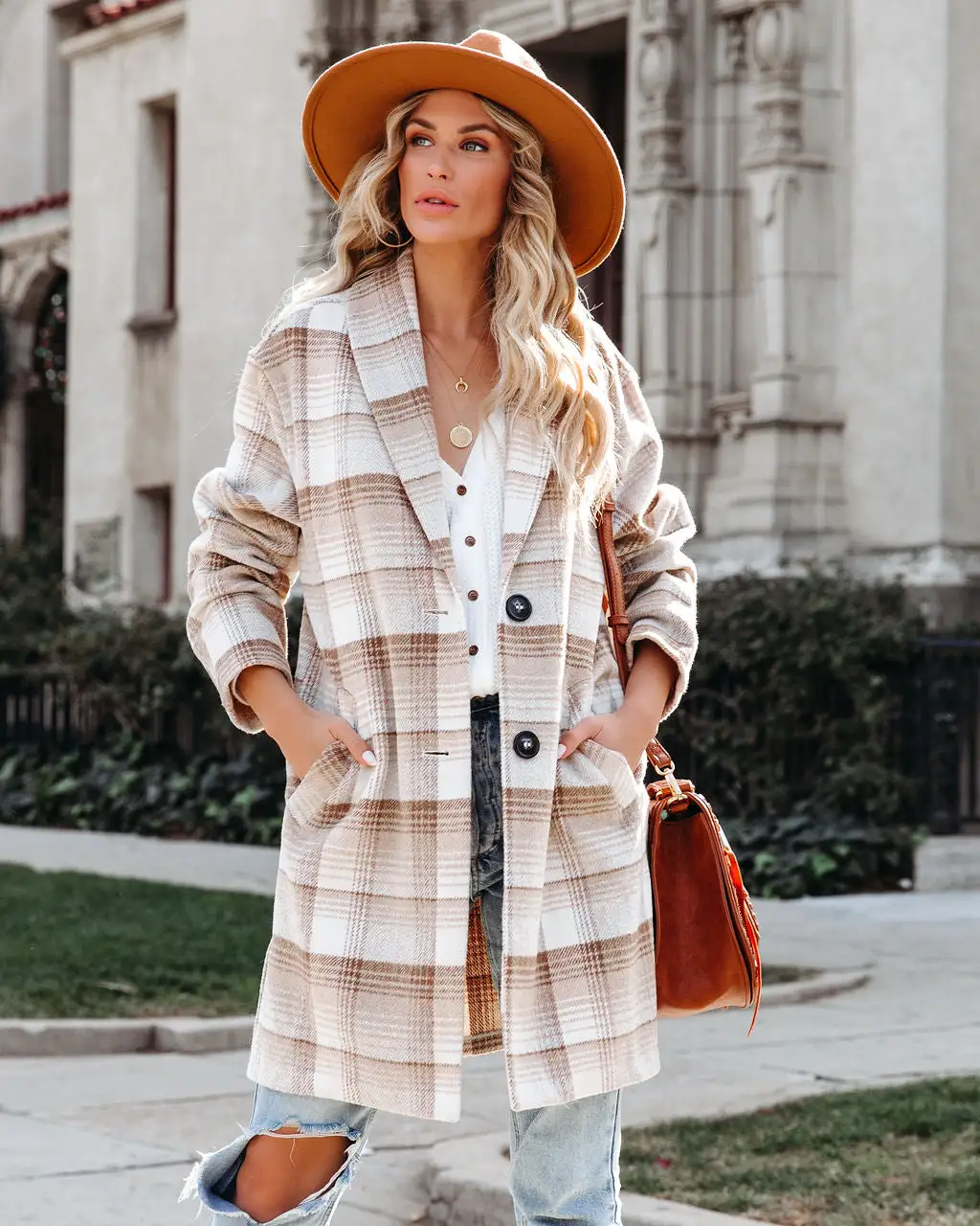 Tarrytown Pocketed Plaid Coat - Taupe - FINAL SALE 9 Tarrytown Pocketed Plaid Coat - Taupe - FINAL SALE - Image 9