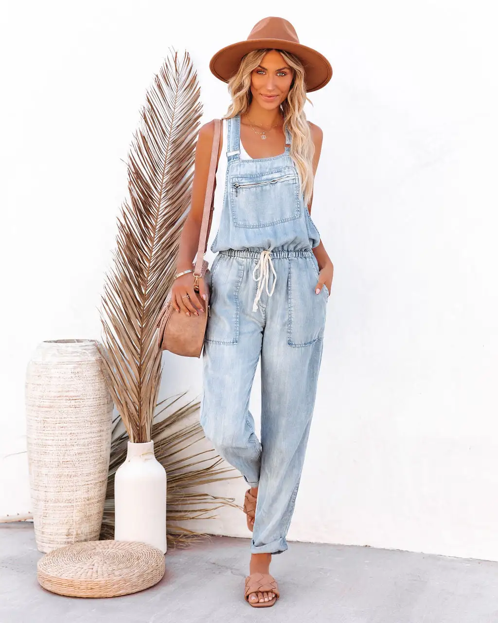 Tommy Tencel Pocketed Drawstring Overalls 1 Tommy Tencel Pocketed Drawstring Overalls