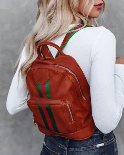 Trendsetter Faux Leather Backpack - Tan - FINAL SALE