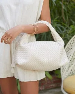 Trudie Faux Leather Woven Shoulder Bag - Cream -clothes Sales trudiefauxleatherwovenshoulderbagcream201