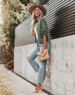 Tuck Fringe Faux Suede Jacket - Dusty Teal - LAST CHANCE -clothes Sales tuckfringefauxsuedejacketdustyteal7