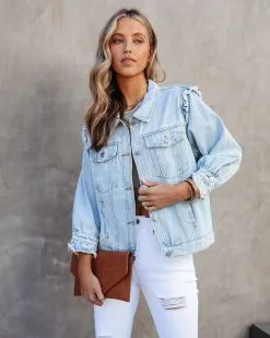 Underwood Denim Frayed Ruffle Jacket - SALE