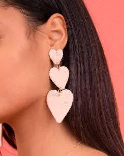 Heart To Heart Woven Earrings - White - FINAL SALE -clothes Sales unnamed 1