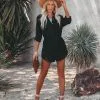 Valery Cotton Pocketed Button Down Romper - Black - LAST CHANCE