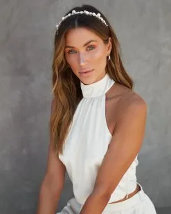 Vera Crystal Pearl Embellished Headband -clothes Sales veracrystalpearlheadband131