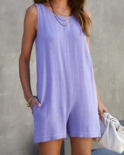 Vicenta Pocketed Romper - Purple -clothes Sales vicentapocketedromperpurple831