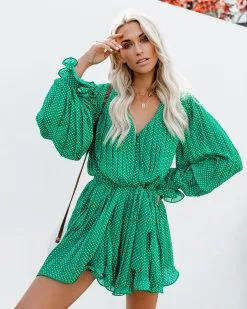 Viera Polka Dot Pleated Romper - Green - FINAL SALE 13 Viera Polka Dot Pleated Romper - Green - FINAL SALE -clothes Sales vierapolkadotpleatedromper01