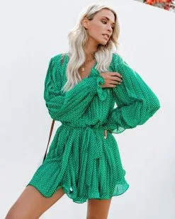Viera Polka Dot Pleated Romper - Green - FINAL SALE 17 Viera Polka Dot Pleated Romper - Green - FINAL SALE -clothes Sales vierapolkadotpleatedromper02