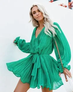 Viera Polka Dot Pleated Romper - Green - FINAL SALE 15 Viera Polka Dot Pleated Romper - Green - FINAL SALE -clothes Sales vierapolkadotpleatedromper12