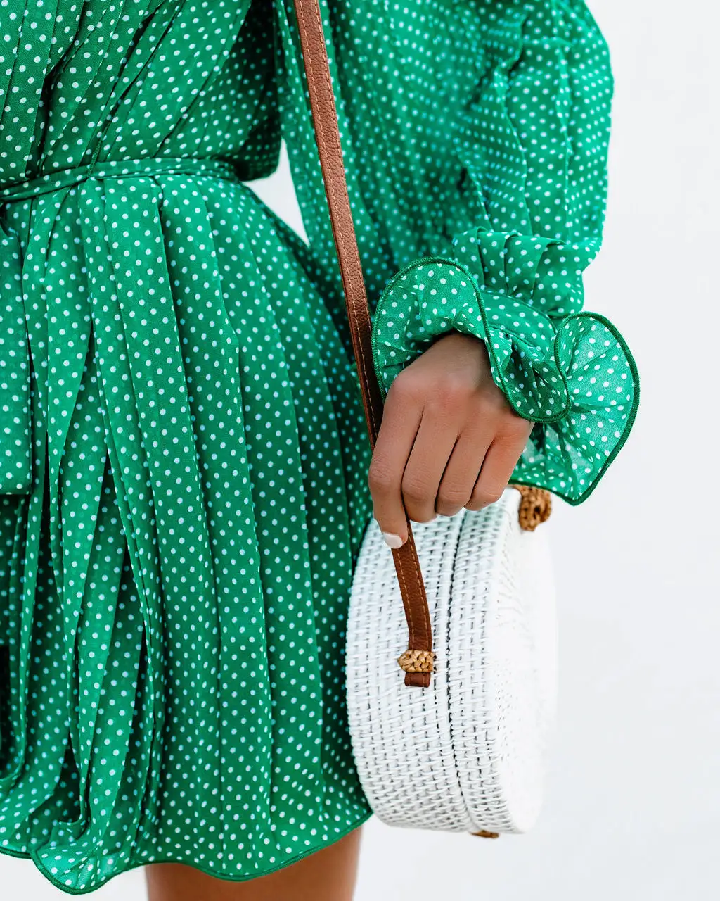 Viera Polka Dot Pleated Romper - Green - FINAL SALE 4 Viera Polka Dot Pleated Romper - Green - FINAL SALE - Image 4