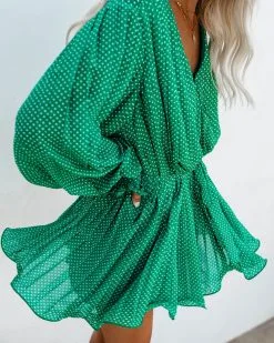 Viera Polka Dot Pleated Romper - Green - FINAL SALE 14 Viera Polka Dot Pleated Romper - Green - FINAL SALE -clothes Sales vierapolkadotpleatedromper15