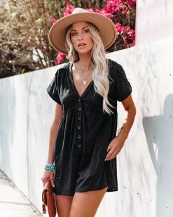 Vincent Cotton Blend Pocketed Button Down Romper - Black 17 Vincent Cotton Blend Pocketed Button Down Romper - Black -clothes Sales vincentcottonblendpocketedbuttondownromperblack19
