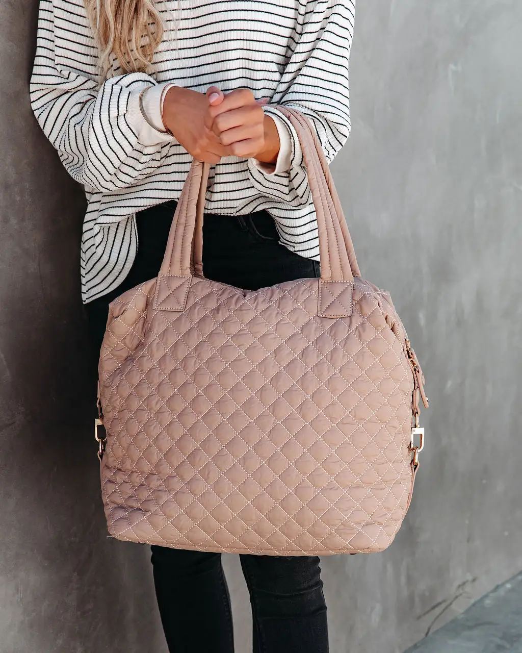 Wanderlust Quilted Weekender Bag - Nude 1 Wanderlust Quilted Weekender Bag - Nude