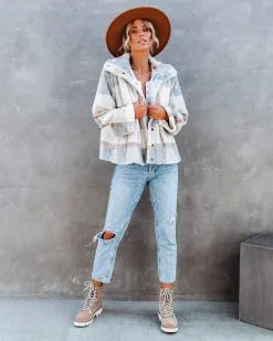 Winter'S Tale Pocketed Plaid Faux Fur Jacket - FINAL SALE -clothes Sales winterstalepocketedplaidfauxfurjacket5