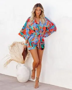 Wowza Printed Kimono Romper - FINAL SALE
