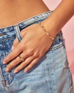 Ximena Herringbone Rhinestone Bracelet - Gold