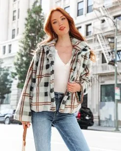 Yosemite Adventures Plaid Pocketed Teddy Jacket - Sage - FINAL SALE -clothes Sales yosemiteadventuresplaidpocketedteddyjacketsage194