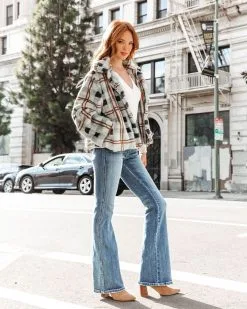 Yosemite Adventures Plaid Pocketed Teddy Jacket - Sage - FINAL SALE -clothes Sales yosemiteadventuresplaidpocketedteddyjacketsage66