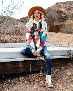 Zion Distressed Button Down Shacket - Rust - FINAL SALE